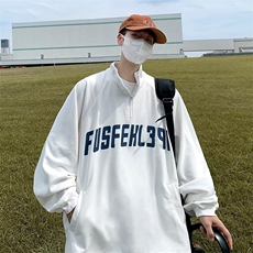 美式复古藏蓝色半拉链卫衣男潮ins潮牌立领外套高街小众Y101P36，男装卫衣，星座1116-2