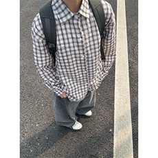 2026春夏款泡泡纱格子长袖衬衫高品质格子衬衫复古外套CS259-P45，男装衬衫，星座301C-5