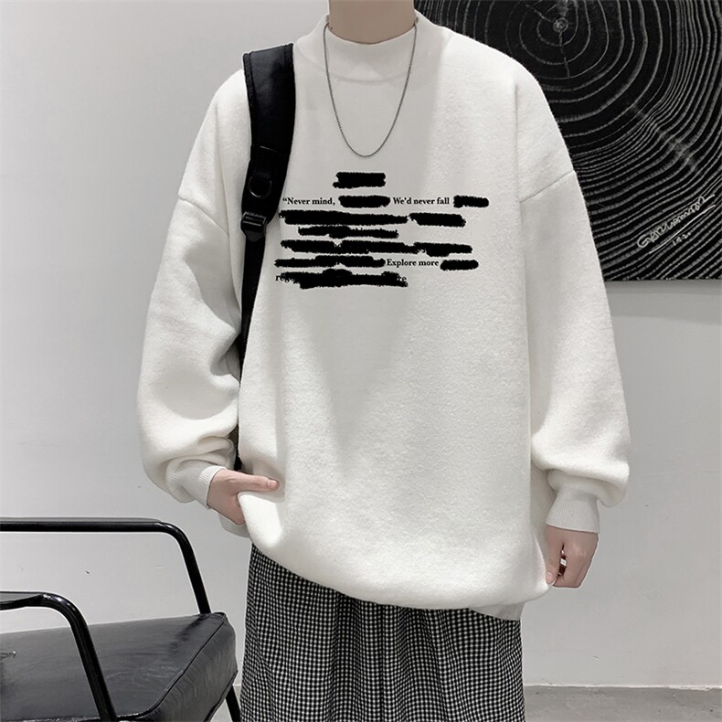 半高领毛衣男大码胖子针织衫毛线衣M18445-P45加绒款-P65,男装针织衫/毛衣,电商A040