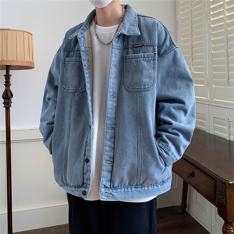 现货加绒牛仔棉衣外套男冬宽松情侣款复古加厚保暖翻领MY2225-P88,男装棉衣,星座1103-3