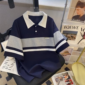 Polo衫男短袖2023夏季潮牌拼色翻领t恤学生百搭美式半袖WB090-P34