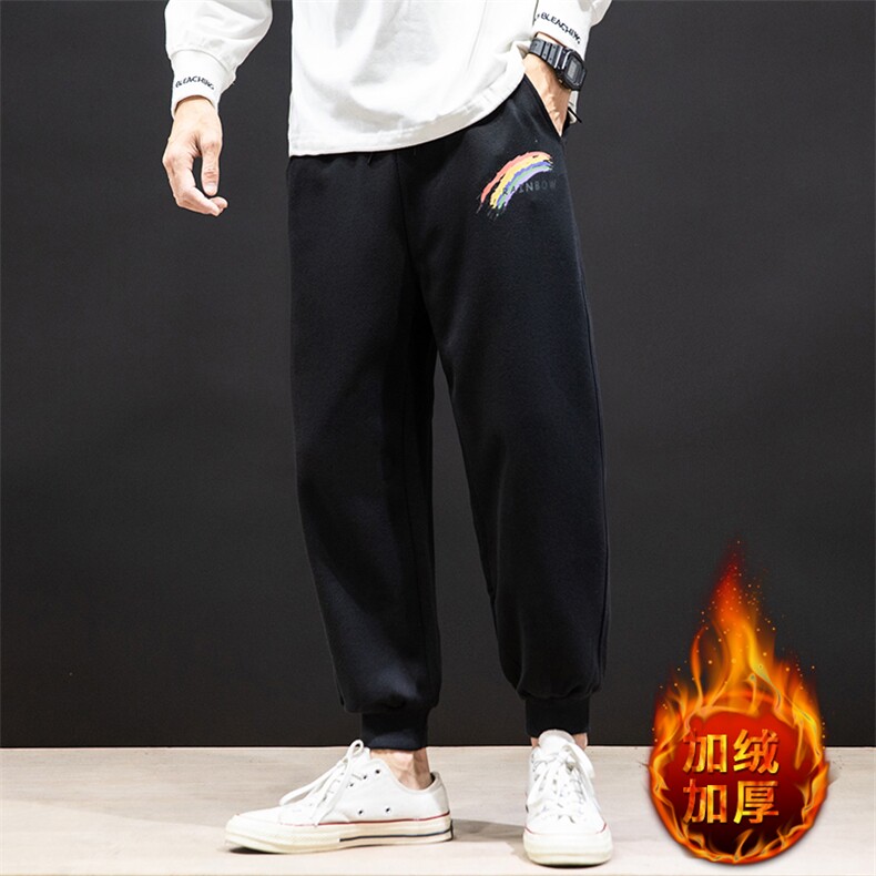 K12064-P40加绒P50束脚纯棉运动裤男士休闲裤大码宽松卫裤男,男装休闲裤,电商A040A