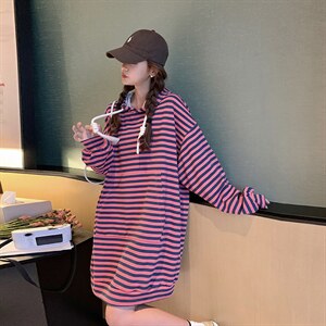 粉色连帽卫衣连衣裙女2024春秋新款小个子学院风减龄长袖T恤裙子图片