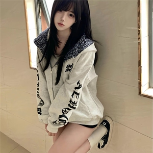 潮牌美式高街hiphop开衫连帽卫衣女2025秋冬情侣小众设计感外套图片