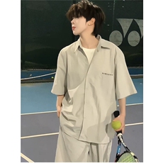 W9790-P58网图现货日系少年感穿搭男生工装套装夏季衬衫短袖，男装T恤，星座1608-2