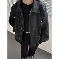 中性女模新款印花压皱美式冷淡风夹克外套JK004-P80控108，男装夹克，电商A132（原电商B245）