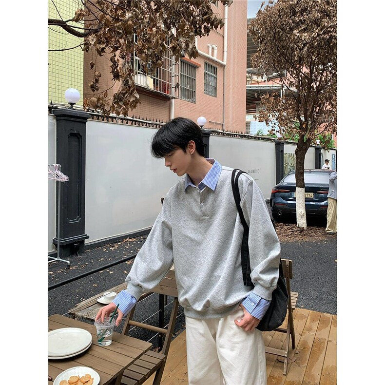 1506-1/W8151/P54韩版假两件撞色拼接帅气春秋冬潮牌卫衣长袖男女,男装卫衣,星座1506-1