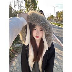 现货重磅boxy短款棉衣座山雕大毛毛领男女棉服水洗工装厚外套，男装棉衣，电商A486-1