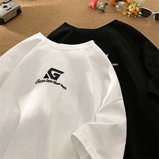 平铺字母刺绣多色短袖T恤男DT77778P22块特价控45：供抖音视频，男装T恤，星座227-7
