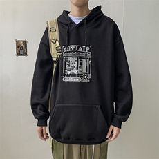 百搭上衣炸街宽松bf卫衣男秋冬款盐系做复古大码帽衫W1713-P32，男装卫衣，星座512-4