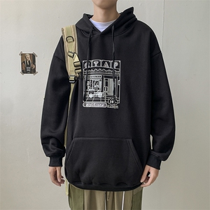 百搭上衣炸街宽松bf卫衣男秋冬款盐系做复古大码帽衫 W1713-P32图片