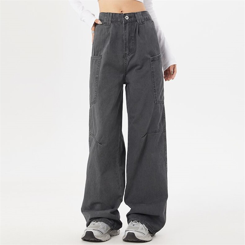 灰色洗褪工装裤男女宽松美式高街多口袋XZ201-D9722P60,男装工装外套,星座201