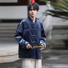新中式风朝休闲丝绒（蓝龙王）重工刺绣加厚立领唐装JK108，男装民族服装，星座305A（原312A-1）