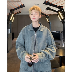 秋季新款港风美式vibe潮流百搭拼接款翻领牛仔夹克insJK1277-P70，男装夹克，星座313A(原308A-2)