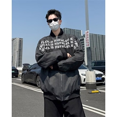 美式高街字母印花棒球服短款男女hiphop高级感痞帅潮牌夹克外套，男装夹克，星座601-1
