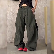 2025美式复古辣妹嘻哈宽松廓版工装裤口袋设计感阔腿裤休闲裤，男装工装外套，星座506A