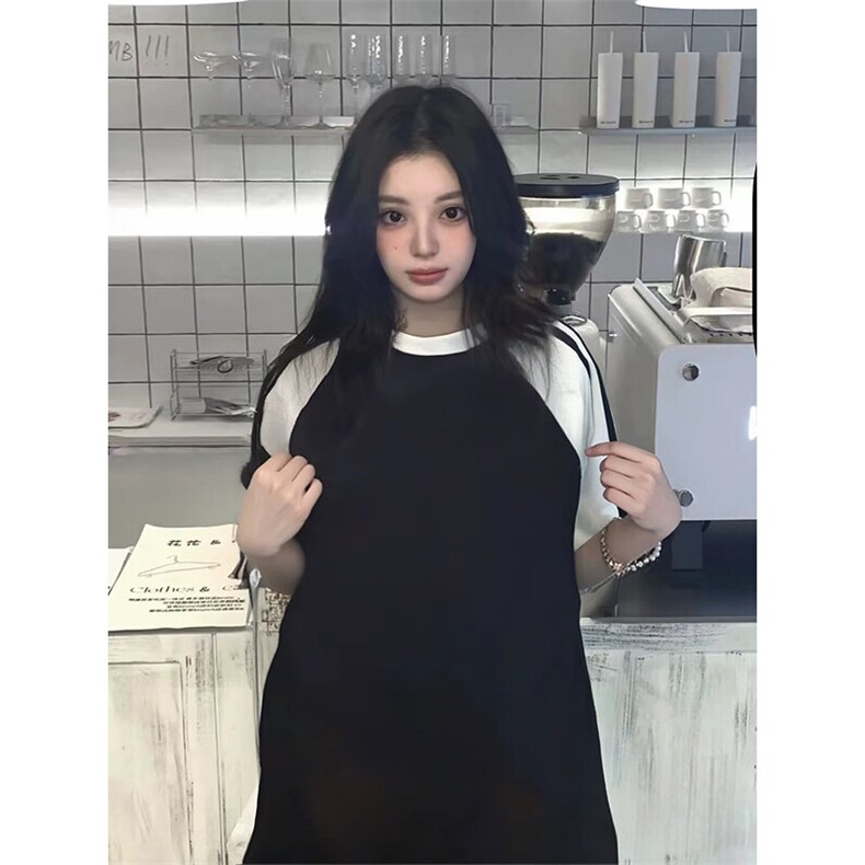 抖音得物品质二开240克宽松纯棉美式潮牌插肩三杠织带短袖T恤,男装T恤,电商A486