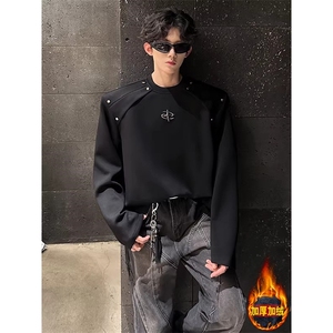 [003]加绒加厚卫衣男长袖圆领个性铆钉肩打底衫 A079-T255-P47图片