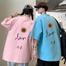 200克纯棉情侣装克莱因蓝菊花短袖T恤A430-1-WT150，男装T恤，电商A426-1(原A430-1)
