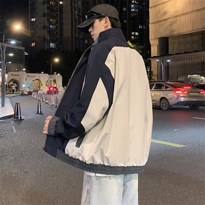 潮牌美式撞色拼接运动立领外套男宽松百搭夹克JK01571-P70图片