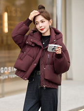 2025冬装时尚保暖减龄90%白鸭绒羽绒服女连帽显瘦面包服外套，女装羽绒服，沐七七