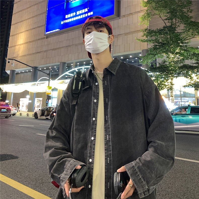 港风夜景秋款水洗牛仔衬衫A247-S100P45控68,男装衬衫,电商A247