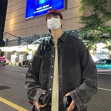 港风夜景秋款水洗牛仔衬衫A247-S100P45控68，男装衬衫，电商A247