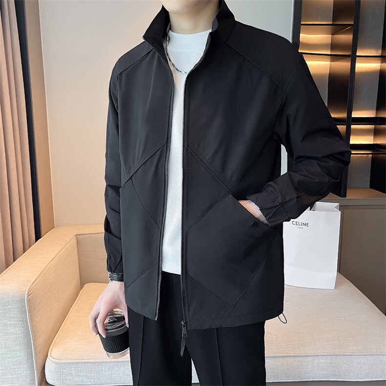 轻熟风~简约男生上衣外套夹克立领菱形格款jk8452-P85,男装夹克,星座1012-1