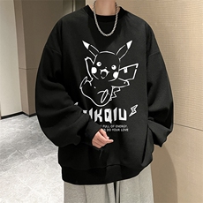 华夫格卫衣圆领卫衣男大码长袖t恤男外套HW76078-P30加绒款-P40，男装卫衣，电商A040