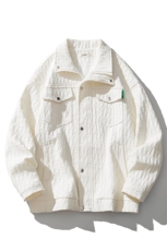 白底小香风美式牛仔夹克男大码M-5XL宽松百搭工装外套JK8740P125，男装夹克，星座227-7