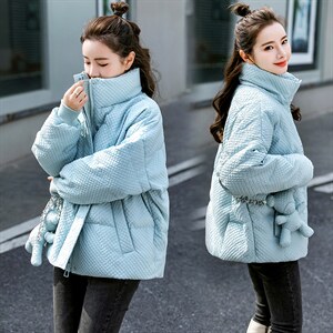 2021年冬季新款立领加厚羽绒服女泡芙短款面包服女轻薄图片