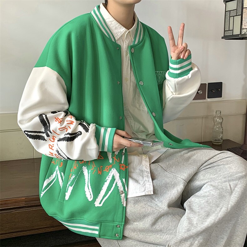 22秋新款宽松休闲撞色情侣棒球夹克卫衣外套B266-Y613-P75,男装夹克,星座B257-1