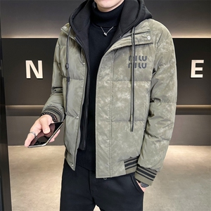 假两件连帽羽绒服男款冬季2025新款修身外套C317-Y5515-P215图片