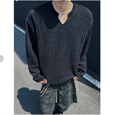 美式高街千鸟格子长袖T恤男女亨利V领英伦雅痞休闲宽松长袖打底衫，男装T恤，电商A443