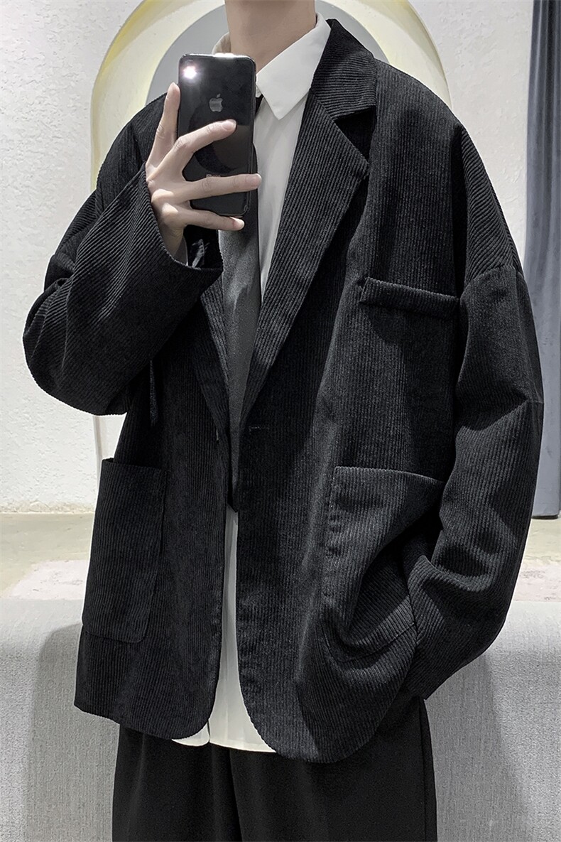 现货秋冬装港风宽松灯芯绒纯色休闲男装西装外套小西服D201-DM09,男装西服套装,电商D321-1