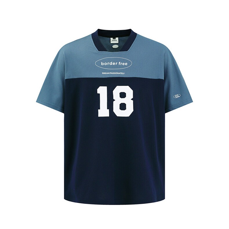 南夏乔装2025夏季新款日系撞色拼接字母印花短袖上衣复古中性T恤，男装T恤，电商S006（B521）