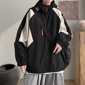 JY406-P72 美式潮牌冲锋衣潮流拼接连帽宽松休闲工装夹克 网图图片