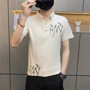 PL010-特P35控55T恤男薄款修身韩版短袖polo衫男士牌麦穗设计图片