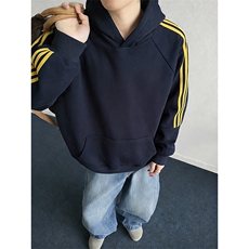 春装新款高品质男女美式高街结构全棉纯色宽松织带连帽卫衣CM23，男装卫衣，电商A486