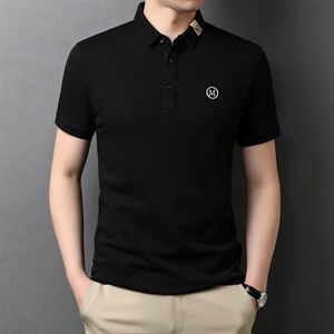 夏季新款男士翻领短袖t恤中年有领男装上衣服休闲POLO衫图片