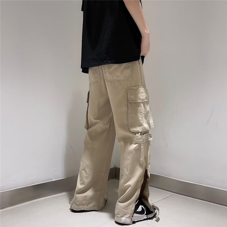 工装裤男排扣开衩口袋高街帅2025秋冬新款ins宽松休闲裤K2043-P42,男装工装外套,星座412