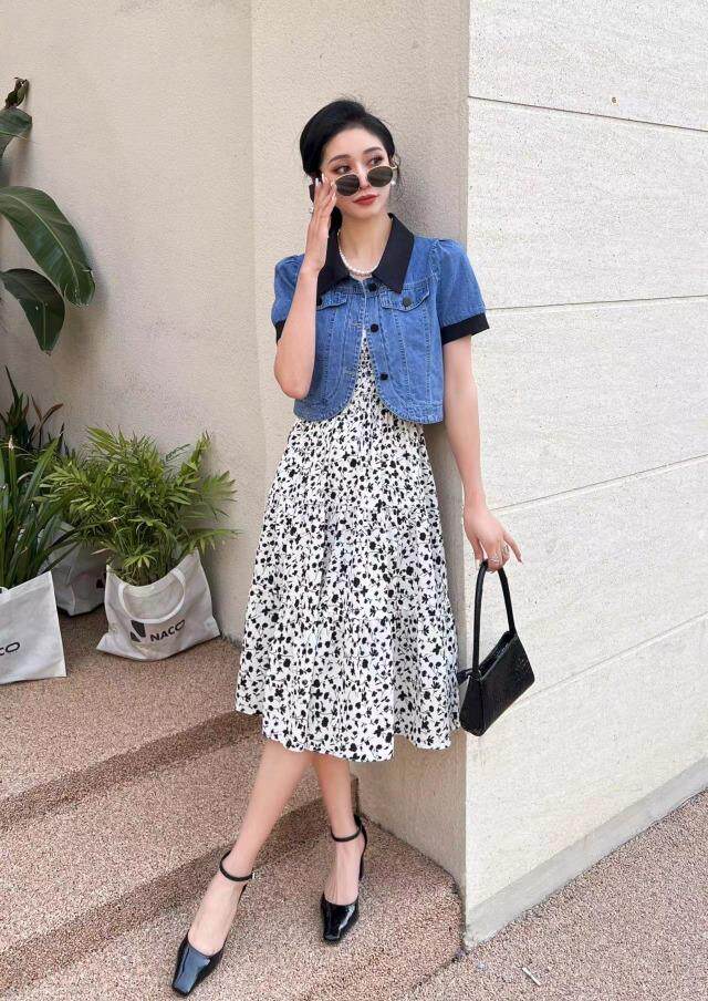 [现货]牛仔两件套连衣裙，四色、三码，女装连衣裙，依柏璐(1F)