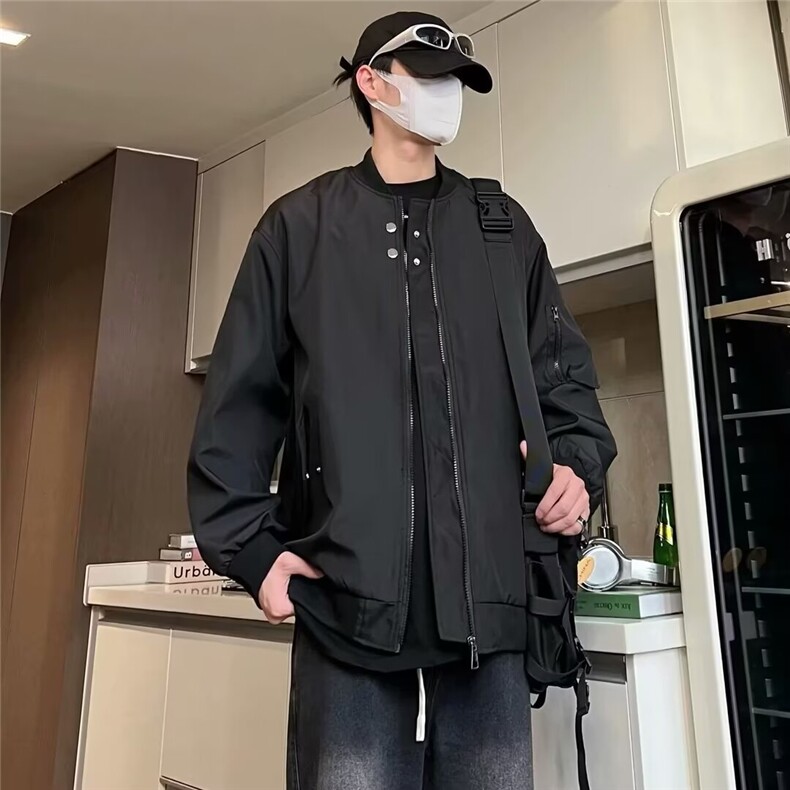 棒球夹克男春秋季休闲高级宽松外套帅气overseas百搭上衣J12/P64图片