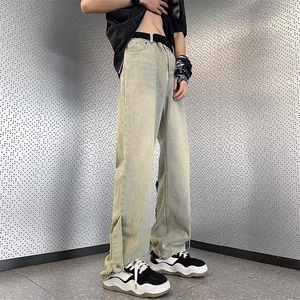美式vibe裤子高街水洗牛仔裤男设计感小众拉链裤C943P42图片