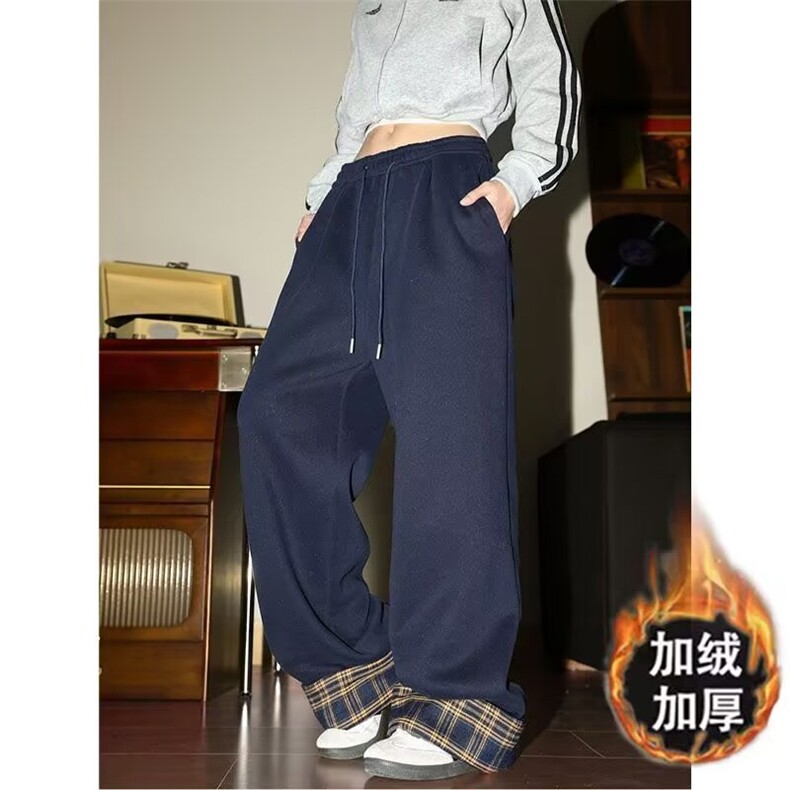 XZ-221-5/K68/P50网图美式奥粒绒宽松韩版百搭坠感阔腿拖地休闲裤,男装休闲裤,星座221-5