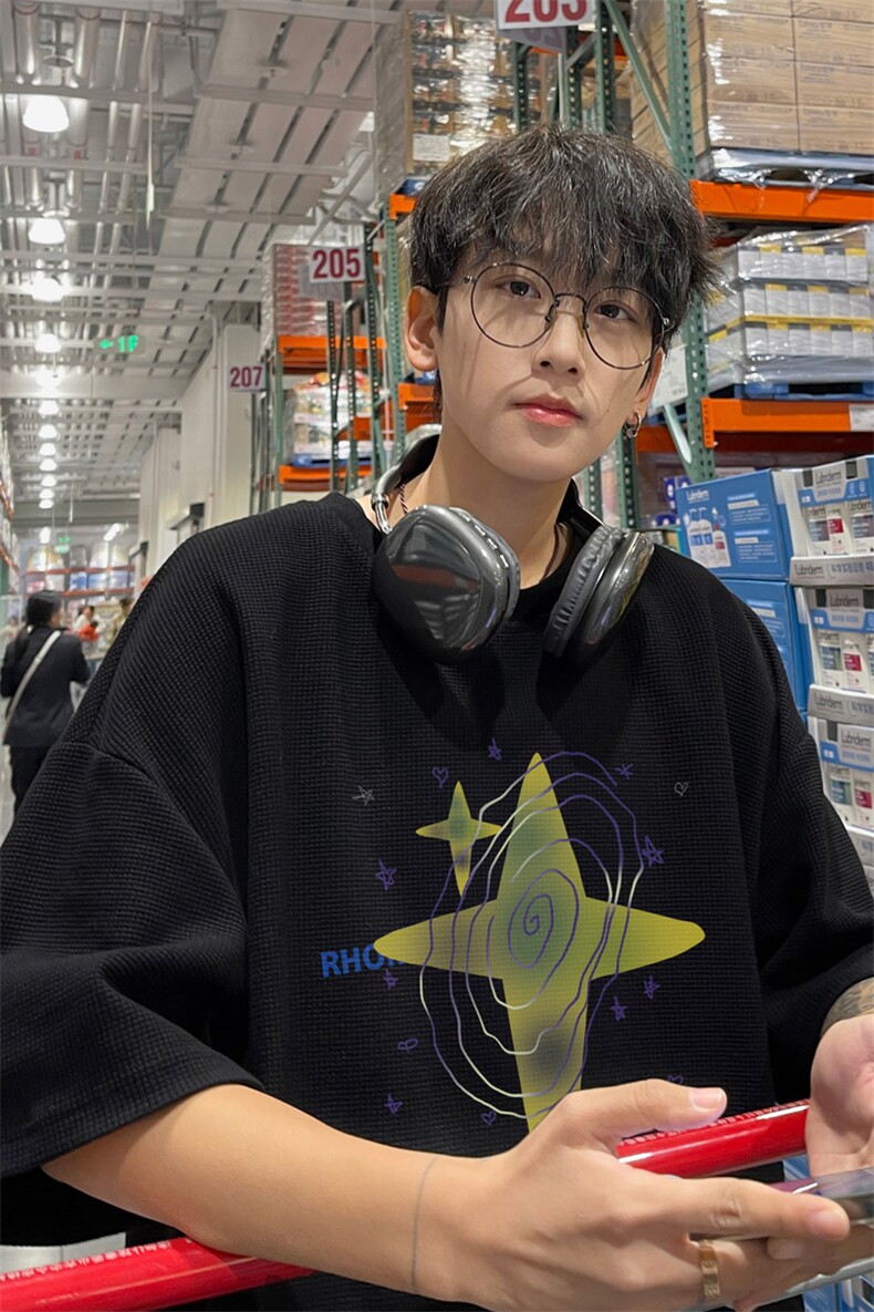 ！2025夏季新款男士华夫格短袖T恤情侣半袖TXH2405特P19,男装T恤,电商B220