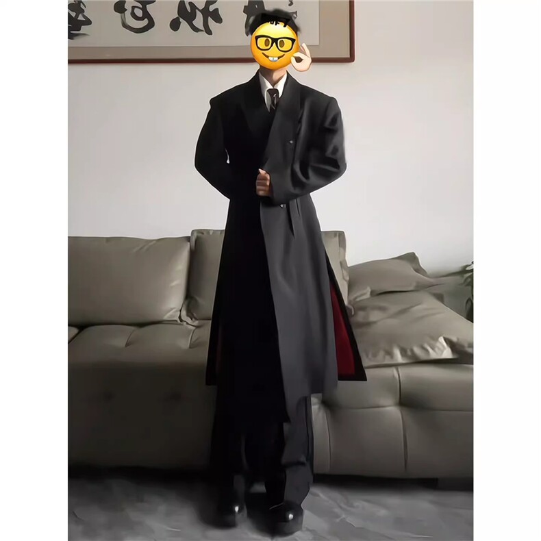 【现货】长款秋冬毛呢大衣宽松高级感外套DY05026P125,男装毛呢大衣,星座1004（原星座815-3）