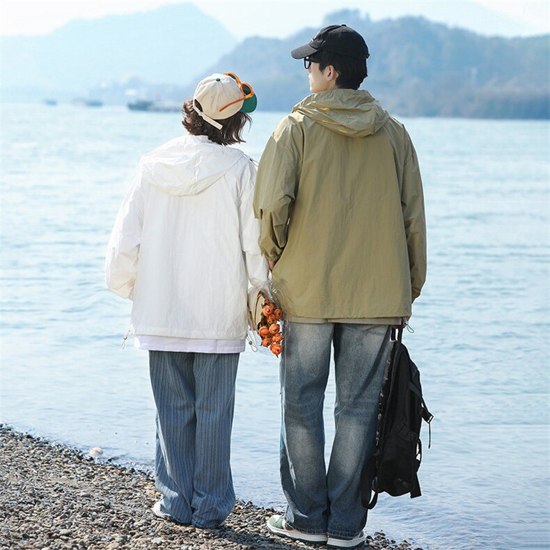防紫外线冰感防晒衣男女夏季宽松轻薄皮肤衣户外运动情侣防晒服,男装防晒衣,电商A409-1
