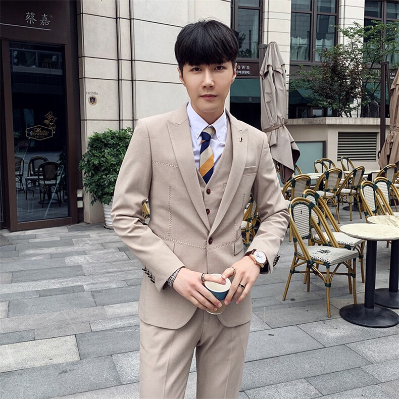 秋冬韩模西服套装男三件套青年韩版修身西装A470-TZ12,男装西服套装,电商A207