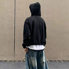 抖音得物高品质二开美式高街重磅结构辑明线纹理连帽卫衣外套W109，男装卫衣，电商A486